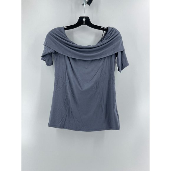 NWT Harlowe and Graham Women's Short Sleeve Gray Top Blouse Cowl Neck Size S - Picture 2 of 9